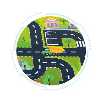 Mata piankowa dla dzieci puzzle miasto ulice drogi IPLAY-1270058