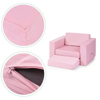 Fotel modułowy dla dzieci DIY 8 miękkich poduch składany - rożowy ECOTOYS-1272466