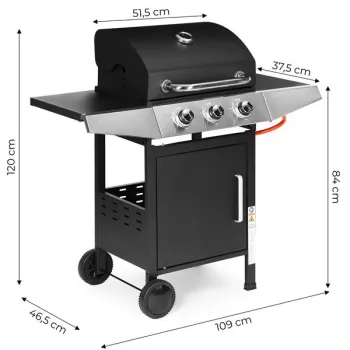 Grill gazowy ogrodowy 10.2 kW duży ruszt 3 palniki termometr reduktor MultiGarden-1274670