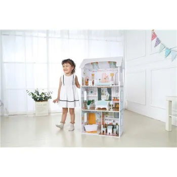 Domek dla lalek Alice 3 piętra 4 pomieszczenia komplet 9 mebelków ECOTOYS-1275155