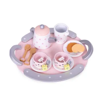 Drewniany zestaw do herbaty filiżanki czajnik 15 elementów ECOTOYS-1272887