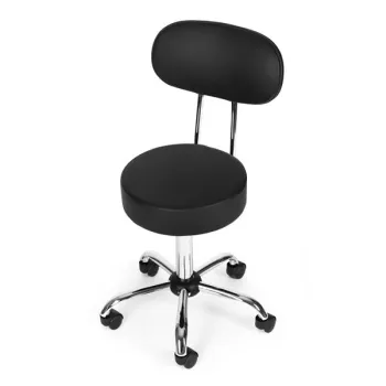 Stołek obrotowy z oparciem taboret kosmetyczny medyczny fotel regulowany czarny ModernHome-1275673