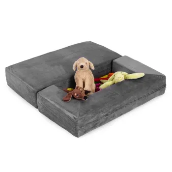 Sofa modułowa składana dla dzieci DIY 4 miękkie poduchy - szara ECOTOYS-1276162