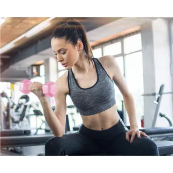 Hantle sześciokątne zestaw 2x4 kg ciężarki do ćwiczeń obciążniki fitness różowe ModernHome-1274186