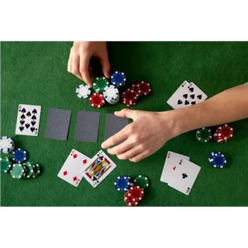 Zestaw do pokera blackjacka 500 żetonów 2 talie kart kości mata do gry zamykana walizka-1272884