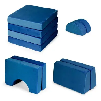 Sofa składana modułowa dla dzieci duża 2-osobowa DIY 10 miękkich poduch - niebieska ECOTOYS-1276146