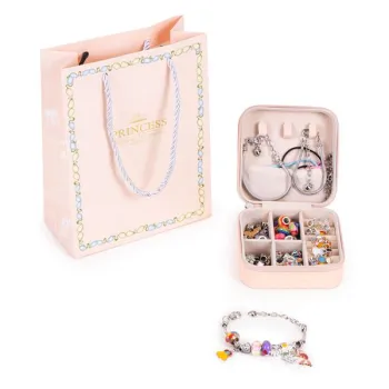 Zestaw do robienia bransoletek naszyjników charmsy koraliki 66 elementów + organizer i torba-1276010