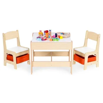 Zestaw mebli dla dzieci stolik + 2 krzesła tablica kredowa ECOTOYS-1274710