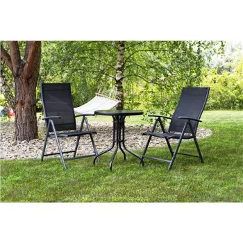 Stolik ogrodowy okrągły 80 cm na taras ogród balkon szkło hartowane otwór na parasol MultiGarden-1273632