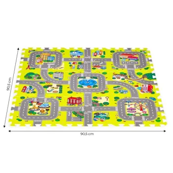 Mata piankowa dla dzieci miasto 9 elementów 90,5x90,5 cm IPLAY-1271999