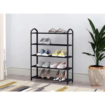 Regał na buty metalowy 5 półek 15 par butów czarny ModernHome-1271233