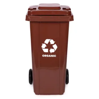 Kosz na śmieci pojemnik 120L kubeł śmietnik brązowy BIO gumowe koła-1276032