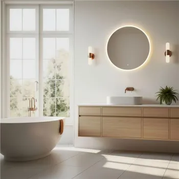 Lustro łazienkowe LED okrągłe ścienne 60 cm 3 barwy włącznik dotykowy ModernHome-1276780