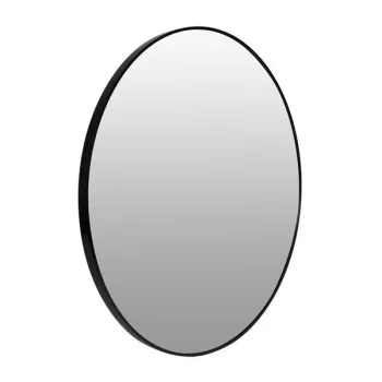 Okrągłe lustro ścienne 80 cm wiszące nowoczesne czarna rama aluminium ModernHome-1272666