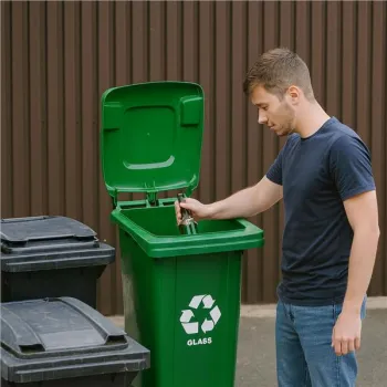 Kosz na smieci pojemnik 120L kubeł śmietnik zielony szkło gumowe koła-1276060