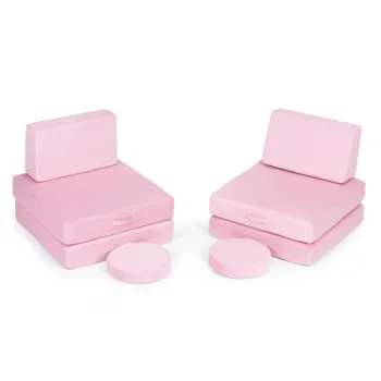Sofa modułowa duża składana dla dzieci DIY 8 miękkich poduch - różowa ECOTOYS-1272483