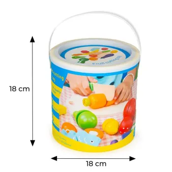 Drewniane warzywa i owoce do krojenia 13 elementów + wiaderko-1270817