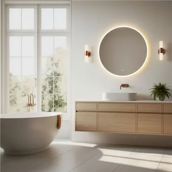 Lustro łazienkowe LED okrągłe ścienne 80 cm 3 barwy włącznik dotykowy ModernHome-1276790