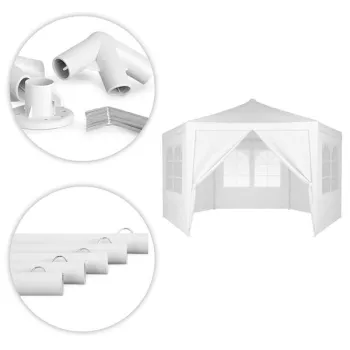 Namiot pawilon ogrodowy handlowy 2x2x2 m z oknami biały MultiGarden-1275239