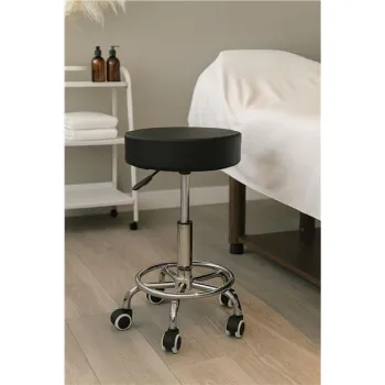 Stołek obrotowy taboret kosmetyczny medyczny fotel regulowany czarny ModernHome-1275648