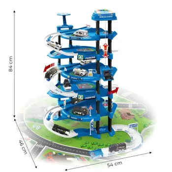 Garaż samochodowy XXL komenda policji 5 poziomów + mata z miastem 82 elementy-1273067