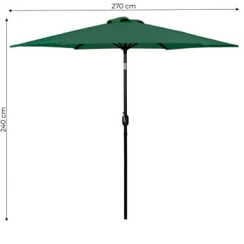 Duży parasol ogrodowy skośny łamany z korbą 6 żeber zielony 270 cm MultiGarden-1274697