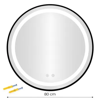 Lustro łazienkowe LED okrągłe ścienne 80 cm 3 barwy anti-fog włącznik dotykowy ModernHome-1276818