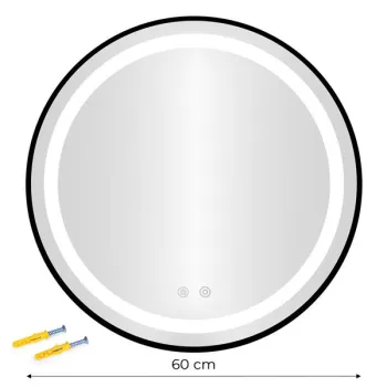 Lustro łazienkowe LED okrągłe ścienne 60 cm 3 barwy anti-fog włącznik dotykowy ModernHome-1276808