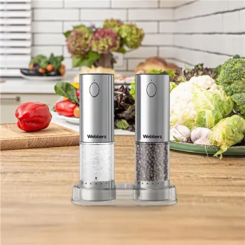 Elektryczny młynek do soli i pieprzu akumulatorowy USB zestaw 2 sztuki regulacja mielenia podświetlenie-1276380