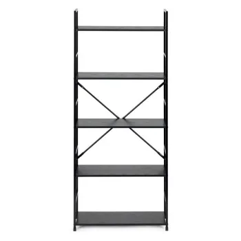 Regał drewniany szeroki nowoczesny LOFT 5 półek czarny ModernHome-1270196