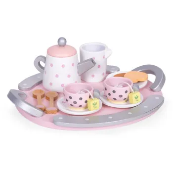 Drewniany zestaw do herbaty filiżanki czajnik 15 elementów ECOTOYS-1272886