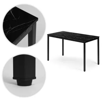 Stół do kuchni jadalni dla 4-5 osób biurko komputerowe 120x60 cm czarny marmur ModernHome-1276626