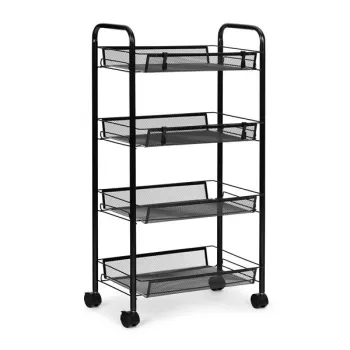 Regał organizer pomocnik do kuchni łazienki metalowy 4 półki kółka czarny ModernHome-1273080