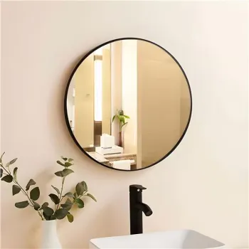 Okrągłe lustro ścienne 80 cm wiszące nowoczesne czarna rama aluminium ModernHome-1272672