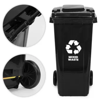 Kosz na śmieci pojemnik 120L kubeł śmietnik czarny odpady zmieszane gumowe koła-1276026