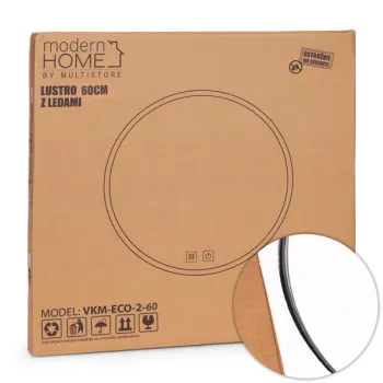 Lustro łazienkowe LED okrągłe ścienne 60 cm 3 barwy anti-fog włącznik dotykowy ModernHome-1276807