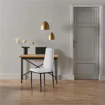 Zestaw 4 krzeseł do salonu jadalni z ekoskóry wyprofilowane oparcie białe-1273192