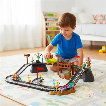 Klocki magnetyczne tor wyścigowy samochodowy 1 pojazd świecący 153 elementy-1279471