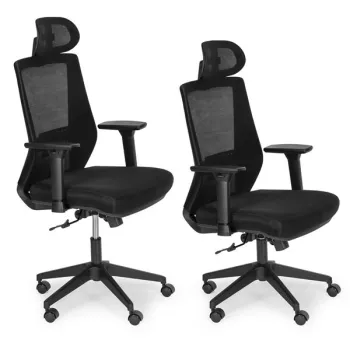 Fotel biurowy obrotowy ergonomiczny regulacja wysokości czarny ModernHome-1276903