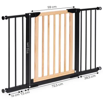 Bramka barierka zabezpieczająca 74-130 cm na schody i drzwi metal drewno dodatkowe panele-1273721