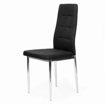 Zestaw 4 krzeseł do salonu jadalni proste pikowane krzesło chromowane nogi czarne-1273184