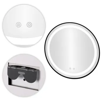 Lustro łazienkowe LED okrągłe ścienne 80 cm 3 barwy anti-fog włącznik dotykowy ModernHome-1276816