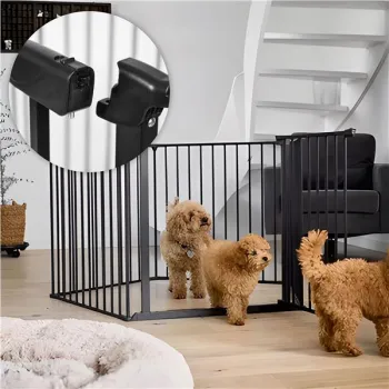 Bramka kojec barierka ochronna dla dzieci i zwierząt 5 paneli 60 cm metal czarny ECOTOYS-1273797