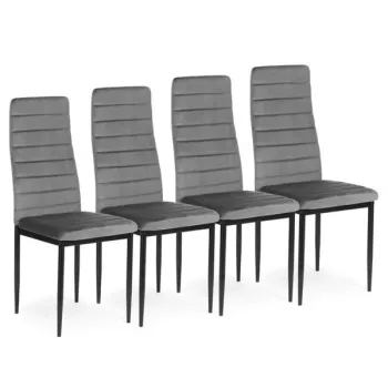 Krzesła z wyprofilowanym oparciem- VELVET SZARE - 4 sztuki-1274611