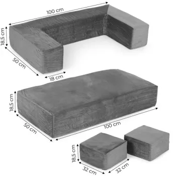 Sofa modułowa składana dla dzieci DIY 4 miękkie poduchy - szara ECOTOYS-1276167