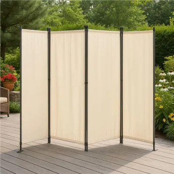 Składany parawan ogrodowy pokojowy 4-panelowy 167x216 cm beżowy MultiGarden-1274876