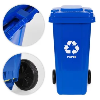 Kosz na śmieci pojemnik 120L kubeł śmietnik niebieski makulatura gumowe koła-1276046