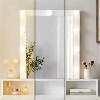 Toaletka kosmetyczna z lustrem i oświetleniem LED 3 barwy regulacja jasności ModernHome-1277403