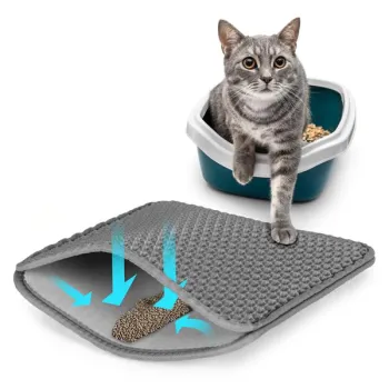 Mata dwuwarstwowa wycieraczka pod kuwetę dla kota szara Petsi-1271271