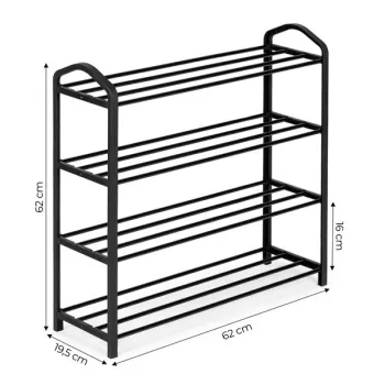 Regał na buty metalowy 4 półki 12 par butów czarny ModernHome-1271230